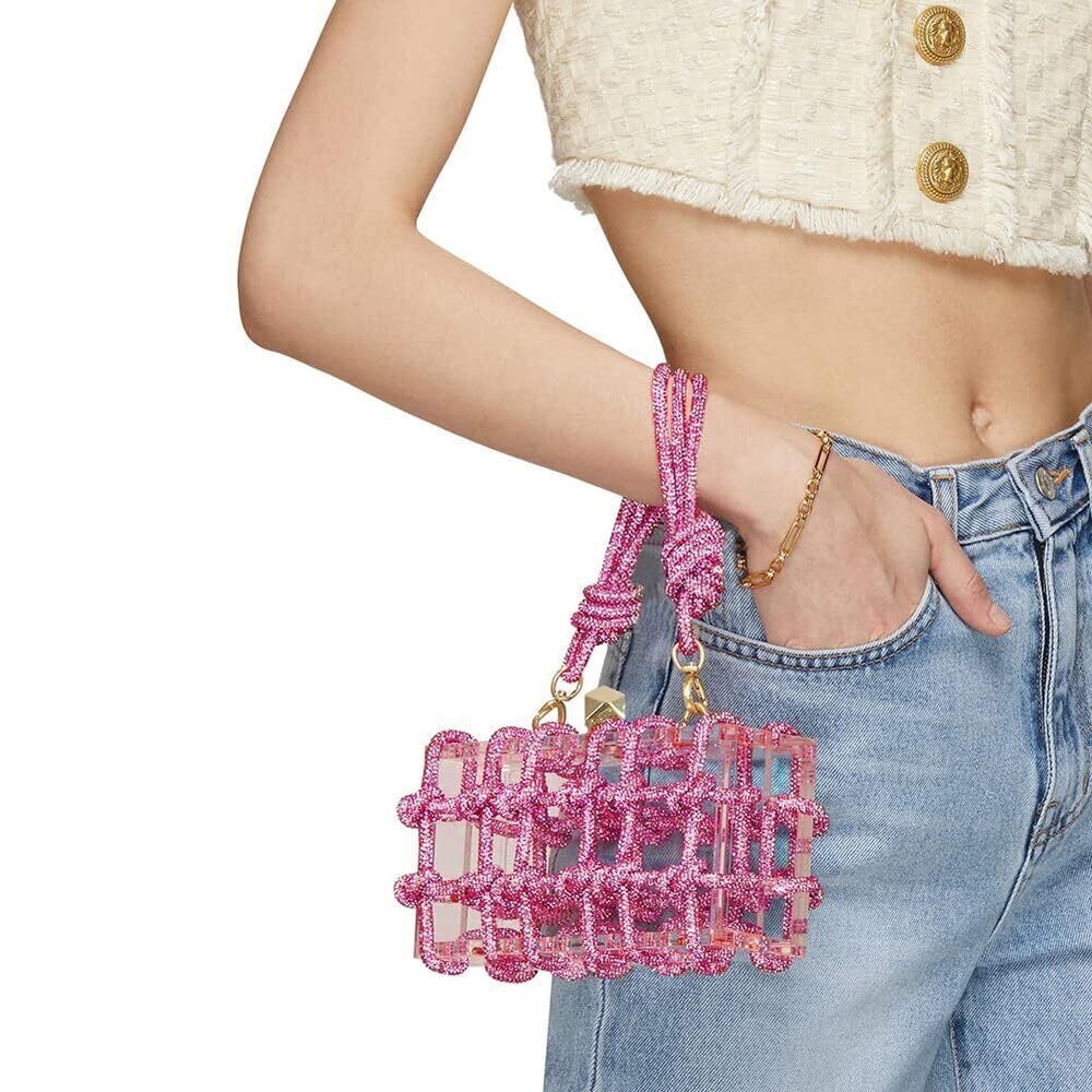 8531 Clear Acrylic Bag Rhinestone Acrylic Clutch Crystal Evening Purses View 2